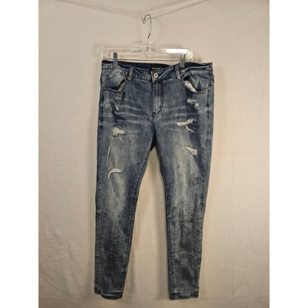 Foreign Local 1.5 Mens Blue Distressed Skinny Jeans Size 34/32‎ Gothic #1548